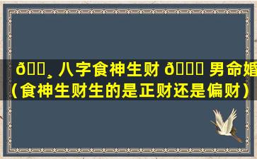 🌸 八字食神生财 🐎 男命婚姻（食神生财生的是正财还是偏财）